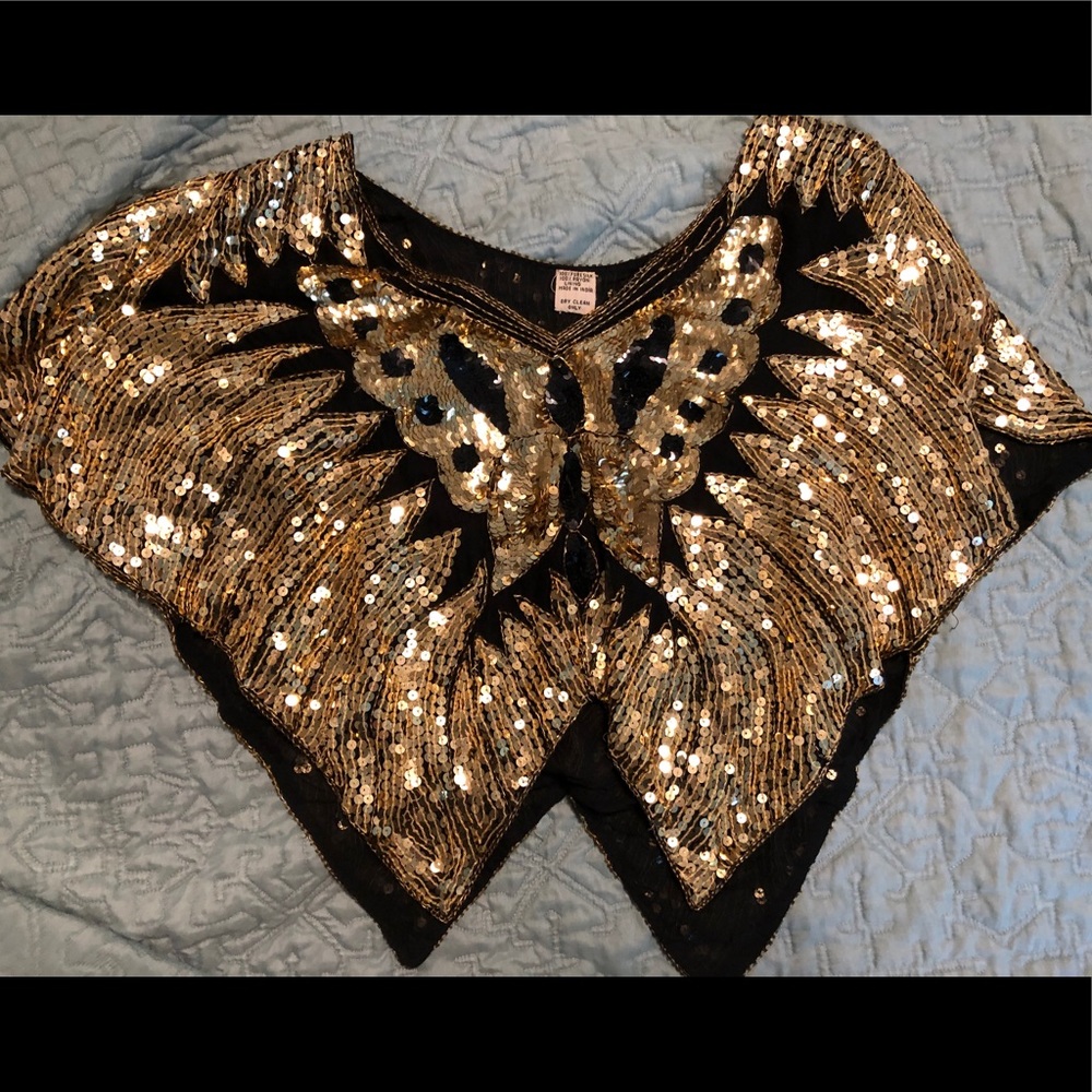 VINTAGE sequin butterfly top